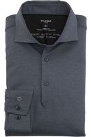 OLYMP Luxor 24/Seven Modern Fit Jersey shirt antraciet, Herringbone