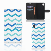 Sony Xperia XA1 Plus Telefoon Hoesje Zigzag Blauw