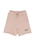 MSGM Kids short en coton à effet usé - Marron