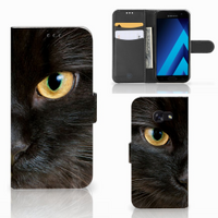 Samsung Galaxy A5 2017 Telefoonhoesje met Pasjes Zwarte Kat - thumbnail