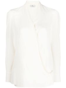 ETRO blouse en soie à col v profond - Blanc