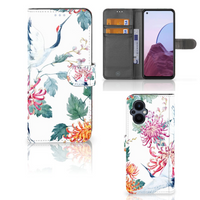 OPPO Reno 8 Lite | OnePlus Nord N20 Telefoonhoesje met Pasjes Bird Flowers