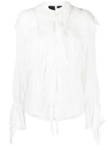 PINKO chemise volantée à manches bouffantes - Blanc