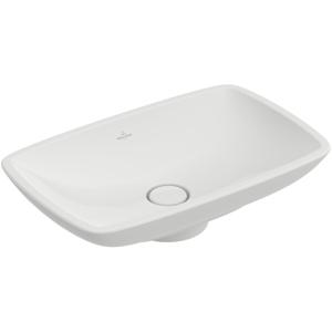 Villeroy & Boch Loop en Friends opzetwastafel met plug met keramische afdekking 58.5x38cm met overloop wit 51540001