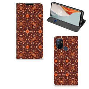 OnePlus Nord N100 Hoesje met Magneet Batik Brown