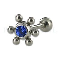 Tongpiercing bloem kristal blauw