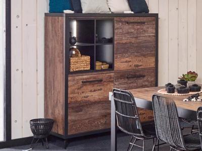 Barkast KUTINA 3 deuren donker scheepshout Barkast KUTINA 3 deuren donker scheepshout