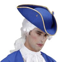 Driehoekige piratenhoed blauw - thumbnail