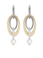 John Hardy boucles d'oreilles pendantes Classic Chain en or 18ct et argent à fini martelé