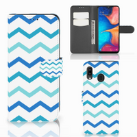 Samsung Galaxy A30 Telefoon Hoesje Zigzag Blauw