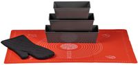 Sareva Cakevorm / Cakeblik Set - 5 delige set + Bakmat en Ovenhandschoen