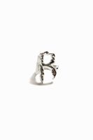 Verzilverde ring met de letter R Zalio - BLACK - L