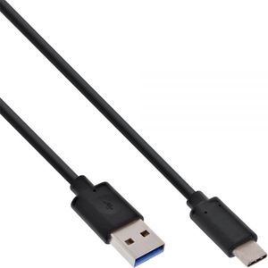 InLine 1m, USB3.1-C/USB3.1-A USB-kabel USB 3.2 Gen 2 (3.1 Gen 2) USB C USB A Zwart