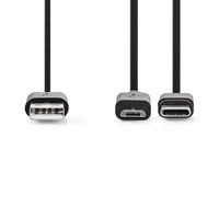 Nedis CCGB60610BK10 USB-kabel 1 m USB 3.2 Gen 1 (3.1 Gen 1) USB A USB C/Micro-USB B Zwart - thumbnail