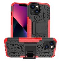 Antislip iPhone 14 Plus Hybrid Hoesje met Standaard - Rood / Zwart