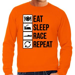 Eat sleep race repeat supporter / race fan sweater oranje voor heren 2XL  -