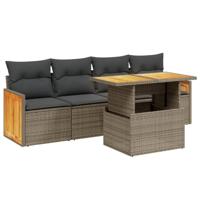 vidaXL 5-delige Loungeset met kussens poly rattan grijs, tuinset, tuinmeubel, terrasset, tuinbank, terrasmeubel, loungebank, loungeset tuin