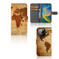 iPhone 14 Pro Flip Cover Wereldkaart - thumbnail