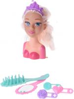 Free and Easy kaphoofd blond haar met accessoires 17 cm roze