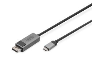 Digitus DB-300334-020-S DisplayPort / USB-C Adapter [1x USB-C - 1x DisplayPort stekker] Zwart Afgeschermd, Rond 2 m