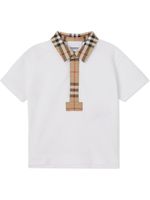 Burberry Kids polo à bords à carreaux - Blanc