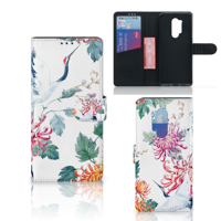 OnePlus 8 Pro Telefoonhoesje met Pasjes Bird Flowers