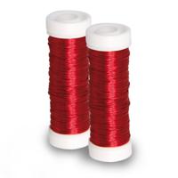 Sieraden maken draad - 2x - rood - 0.3 mm dik - 50 meter snoer - haakdraad - thumbnail