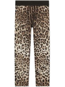 Dolce & Gabbana Kids legging Interlock à imprimé léopard - Marron