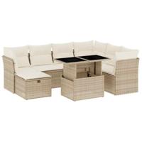 vidaXL 8-delige Loungeset met kussens poly rattan beige