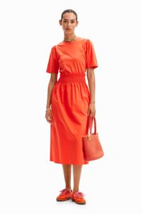 Gecombineerde effen midi-jurk - ORANGE - XS