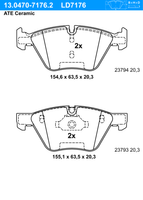Remblokkenset, schijfrem ATE Ceramic ATE, u.a. fÃ¼r BMW - thumbnail