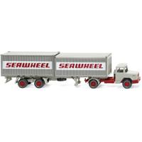 Wiking 052402 H0 Vrachtwagen Magirus Deutz Trekker-containeropleggercombinatie Seawheel - thumbnail