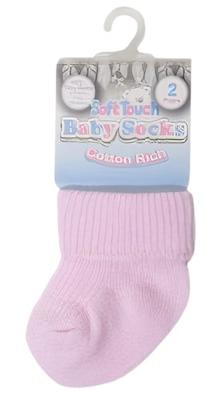 Soft Touch babysokken meisjes katoen roze 2-delig Soft Touch babysokken meisjes katoen roze 2-delig