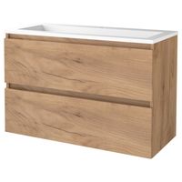 Badmeubelset Aquasplash Salt 100x46 cm Greeploos 2 Lades Met Wastafel Acryl 1 Kraangat Whisky Oak Aquasplash