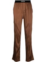 TOM FORD pantalon satiné à taille logo - Marron - thumbnail