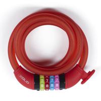 Xolid kabel fietsslot met cijferslot - 120 cm - rood - kabelslot fiets/scooter - scooterslot