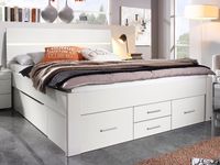 Bed SCARLETT 140x200 cm wit met zes lades met hoofdeinde met led - thumbnail