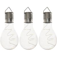 3x Solarlamp lampbolletjes/peertjes op zonne-energie 14 cm transparant