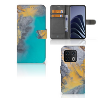 OnePlus 10 Pro Bookcase Marble Blue Gold - thumbnail