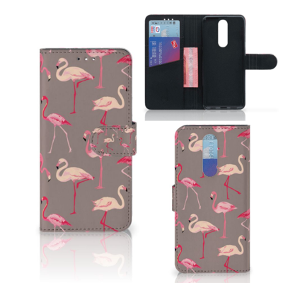 Alcatel 3 (2019) Telefoonhoesje met Pasjes Flamingo
