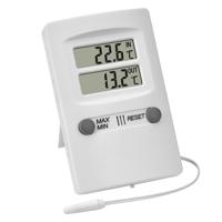 TFA Dostmann digitale binnen-/buitenthermometer, 30.1009, binnen- en buitentemperatuur, maximum- en minimum waarden, functioneel design, wit, (L) 70 x (B) 20 (70) x (H) 110 mm