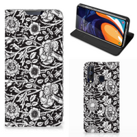 Samsung Galaxy A60 Smart Cover Black Flowers - thumbnail