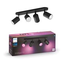 Philips Hue Fugato Opbouwspot 4-Lichts - Wit en Gekleurd Licht - Duurzame LED Verlichting - Dimbaar - Verbind met Bluetooth of Hue Bridge - Zwart