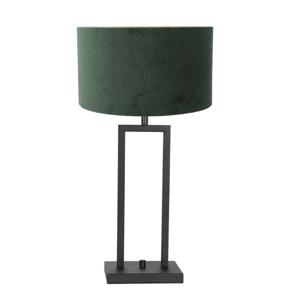 Steinhauer Zwarte tafellamp Stanger met groen velvet 8212ZW