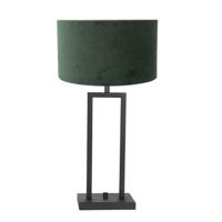 Steinhauer Zwarte tafellamp Stanger met groen velvet 8212ZW - thumbnail