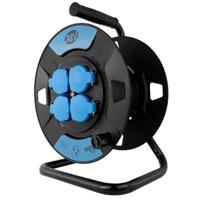 REV Leeg kabelhaspel, IP44, outdoor, 4 geaarde stopcontacten, draadloos, zwart