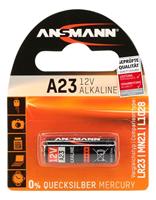 Ansmann alkaline batterij voor garagedeuropener, alarminstallatie, draadloze ontspanner voor camera, meetapparaten, bel, enz. A23 (12 V). 1 Stuk zwart, oranje