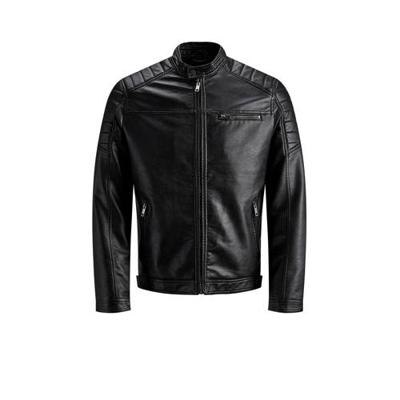 JACK & JONES CORE imitatieleren tussenjas Rocky zwart JACK & JONES CORE imitatieleren tussenjas Rocky zwart