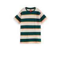 Scotch & Soda gestreept T-shirt groen/ecru/oranje