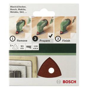 Bosch Accessories 2609256A53 Deltaschuurpapier Met klittenband, Geperforeerd Korrelgrootte (num) 240 Hoekmaat 93 mm 5 stuk(s)